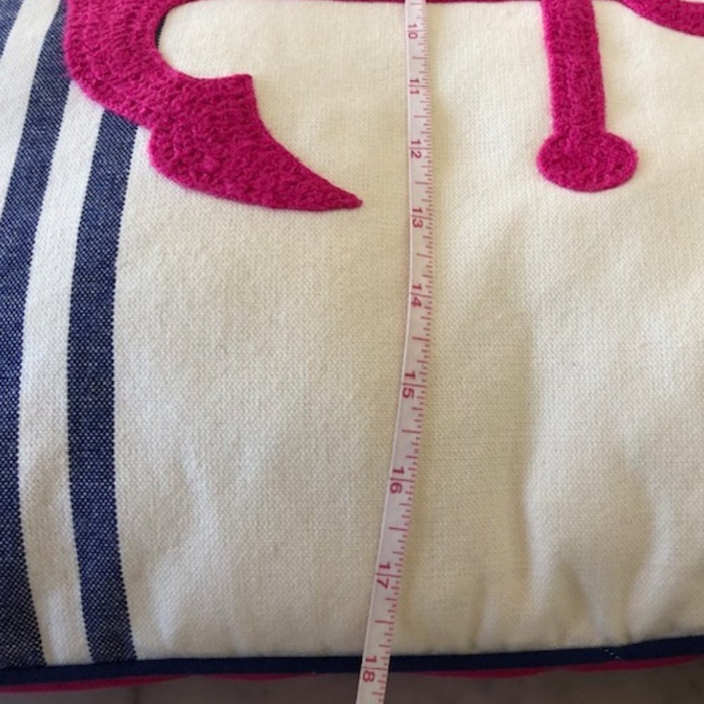 THRESHOLD Nautical Anchor Fuchsia Blue White Stripe Throw Pillow 18 x 18 - Picture 12 of 13